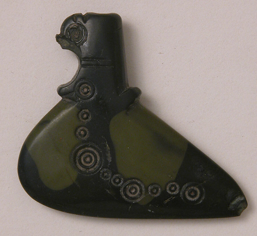 Kohl Flask, Serpentine; carved, incised