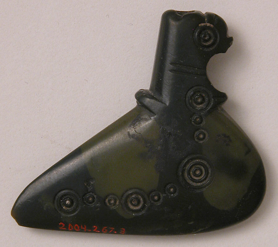 Kohl Flask, Serpentine; carved, incised