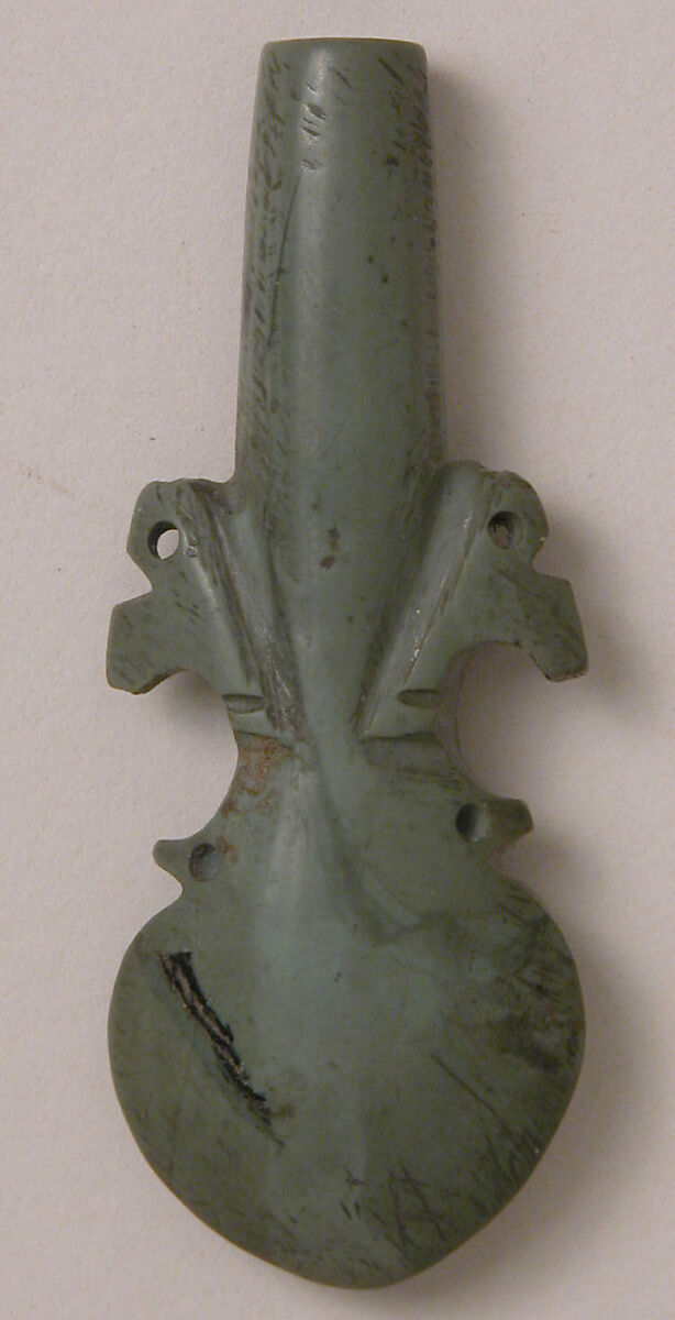 Kohl Flask, Serpentine; carved, incised