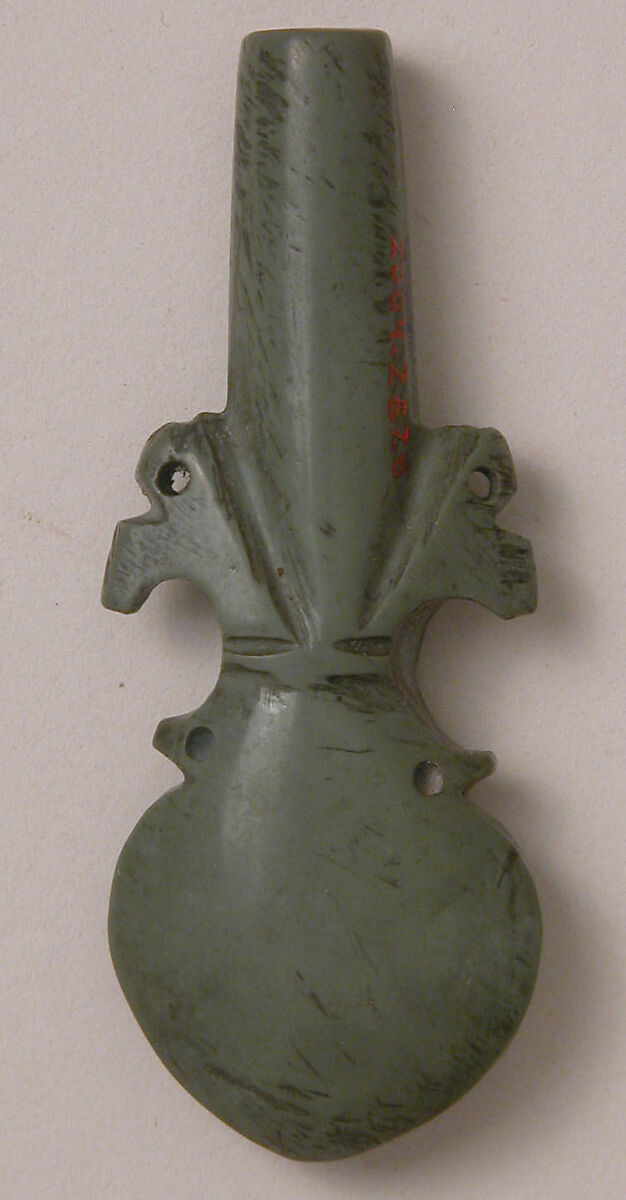 Kohl Flask, Serpentine; carved, incised
