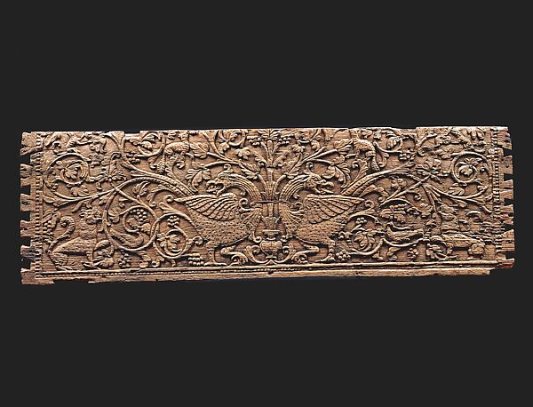 Carved Wooden Panel from a Casket, Teak 
