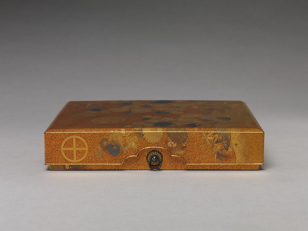Box with Design of Chrysanthemums by a Stream, Sprinkled gold on lacquer (maki-e), Japan