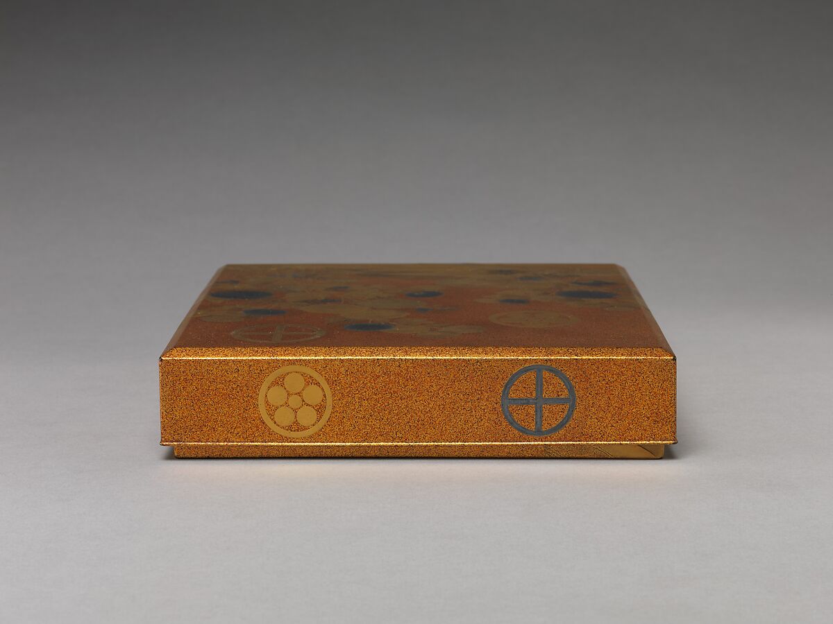 Box with Design of Chrysanthemums by a Stream, Sprinkled gold on lacquer (maki-e), Japan