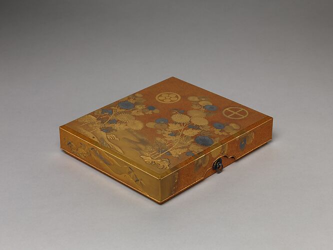 Box with Design of Chrysanthemums by a Stream