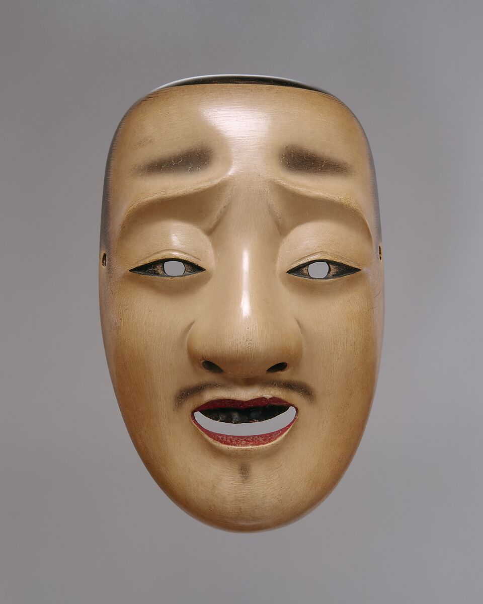 Chūjō Noh Mask, Genkyu Michinaga (Japanese, active second half of the 17th century), Cypress wood with white, black, and red pigments, Japan 