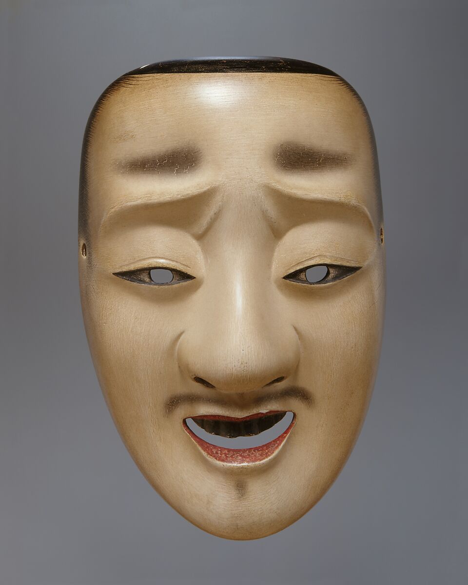 Chūjō Noh Mask, Genkyu Michinaga (Japanese, active second half of the 17th century), Cypress wood with white, black, and red pigments, Japan