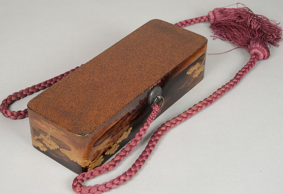 Letter Box (Fubako) with Design of the Shore at Suma, Gold maki-e on black lacquer, Japan