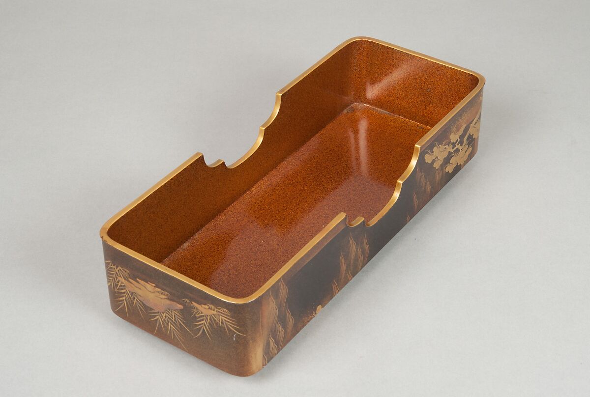 Letter Box (Fubako) with Design of the Shore at Suma, Gold maki-e on black lacquer, Japan