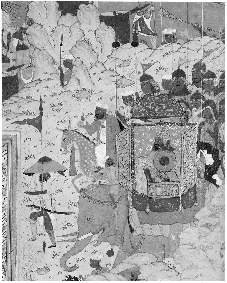 "Battle Between Iranians and Turanians", Folio from a Shahnama (Book of Kings), Muhammad al-Qivam al-Shirazi (Iranian, active ca. 1560s), Ink, opaque watercolor, and gold on paper