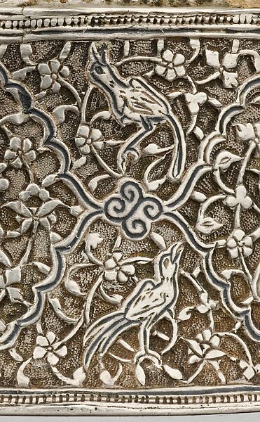 Silver Box with Animals in a Scrolling Vine, Chased and worked silver with niello-type inlay