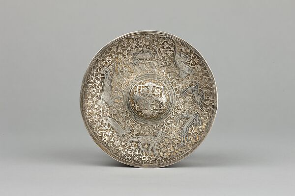 Silver Box with Animals in a Scrolling Vine, Chased and worked silver with niello-type inlay