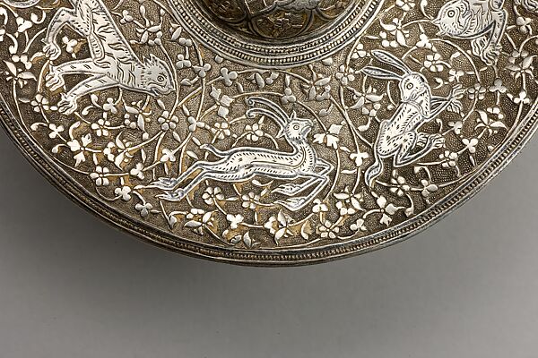Silver Box with Animals in a Scrolling Vine, Chased and worked silver with niello-type inlay