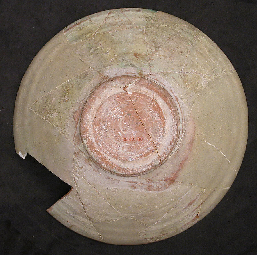 Bowl, Earthenware; white slip with polychrome slip decoration under transparent glaze