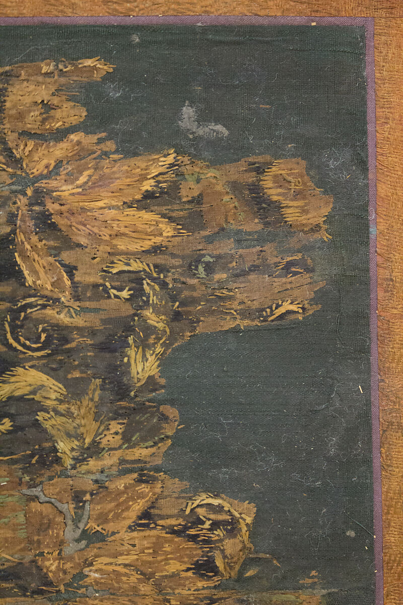 Amida Triad in the Form of Sacred Sanskrit Syllables, Hanging scroll; silk embroidery, gold-wrapped thread, and human hair, Japan