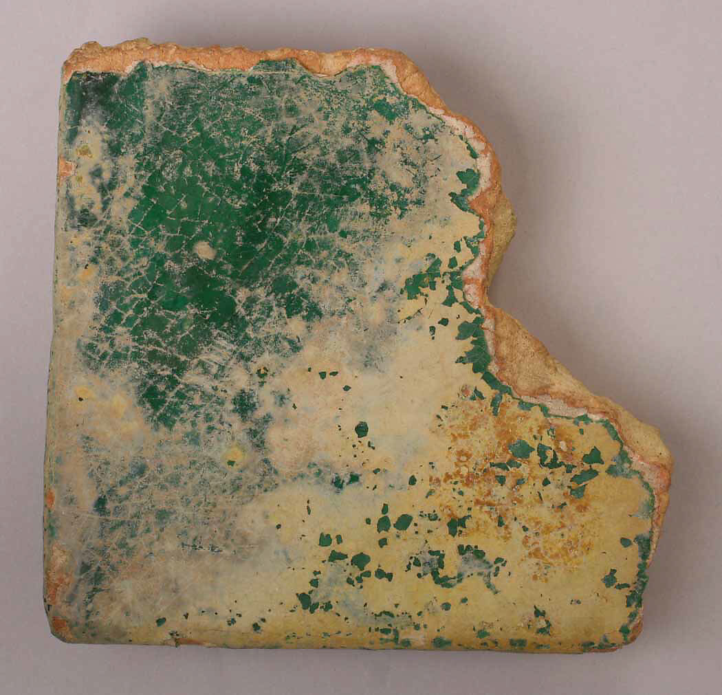 Tile Fragment, Earthenware; glazed 