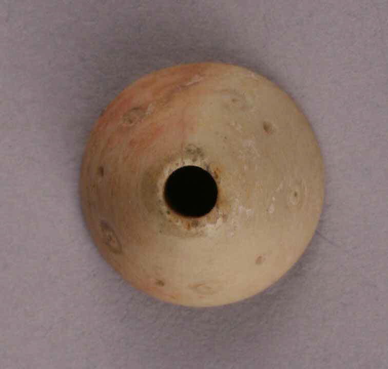 Button or Bead, Bone; tinted, incised, and inlaid with paint 