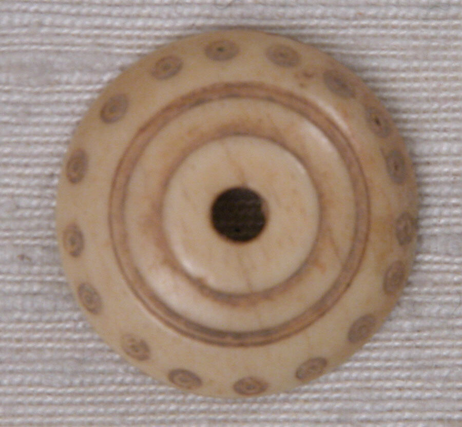 Button or Bead, Ivory or bone; carved and incised