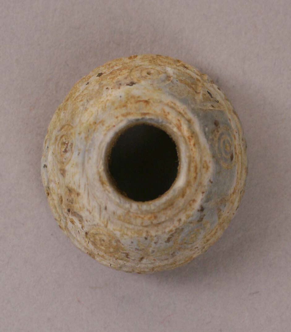 Button or Bead, Bone; tinted, incised, and inlaid with paint 