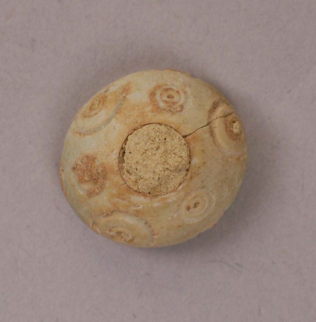 Button or Bead, Bone; incised and inlaid with paint 