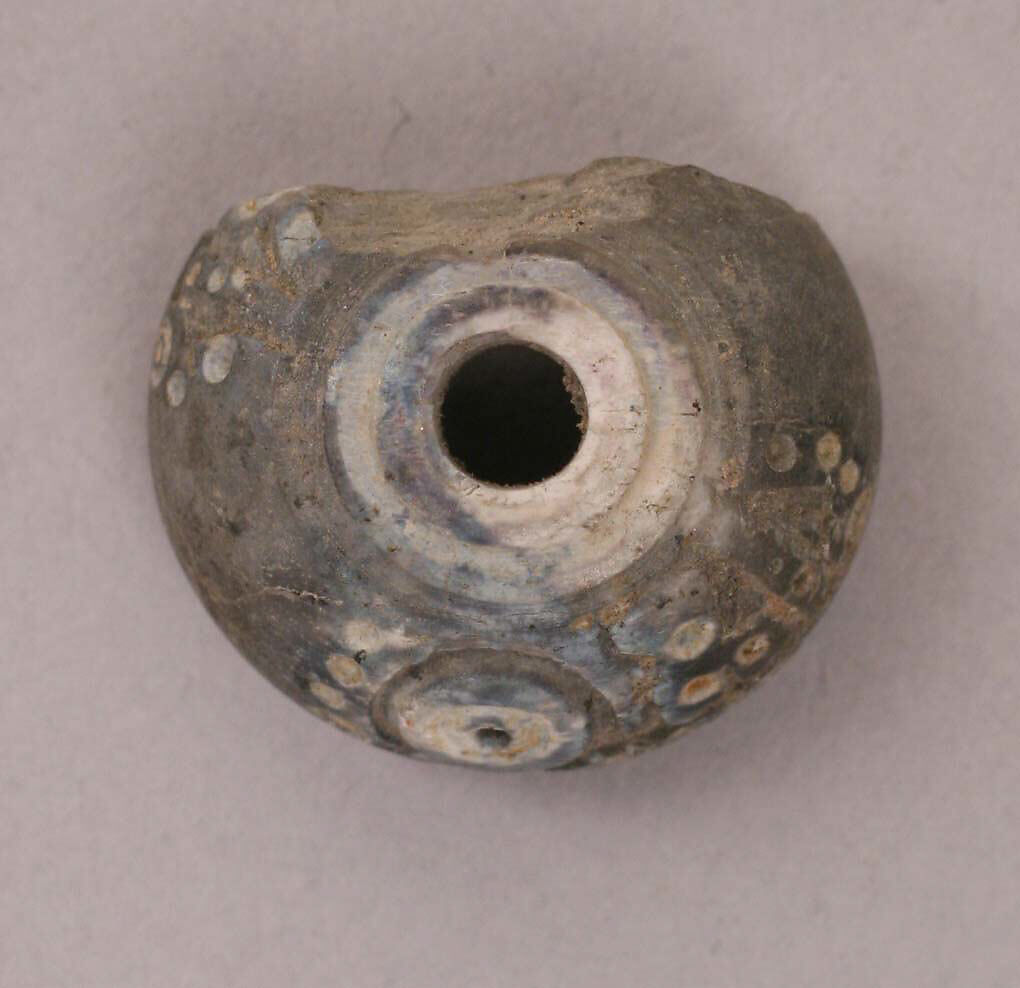 Button or Bead, Bone; incised and inlaid with paint 