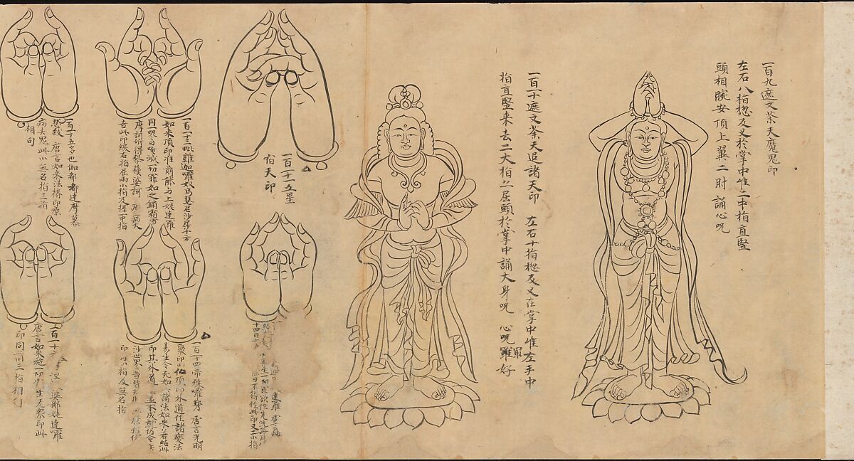 Scroll of Mudras, Handscroll; ink on paper, Japan