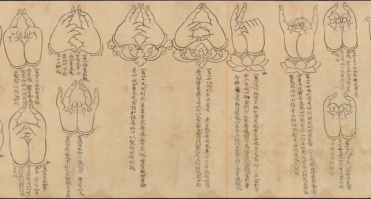 Scroll of Mudras, Handscroll; ink on paper, Japan