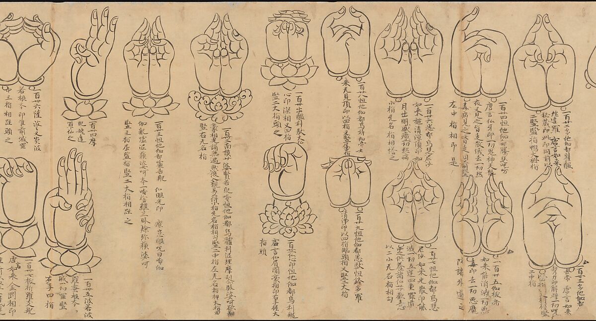 Scroll of Mudras, Handscroll; ink on paper, Japan