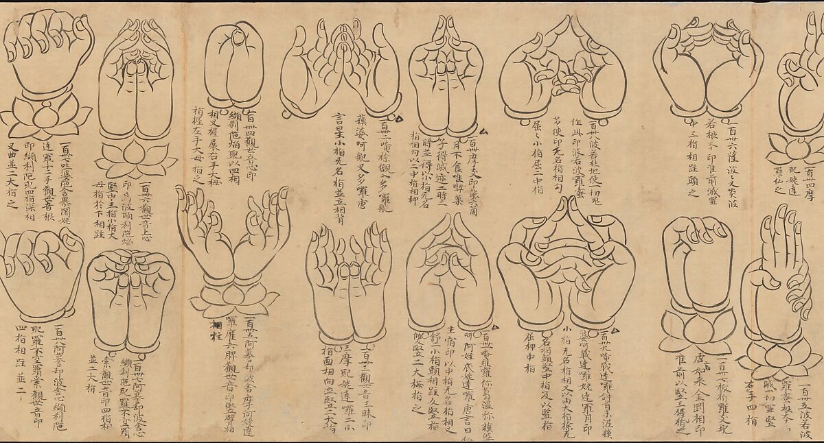 Scroll of Mudras, Handscroll; ink on paper, Japan