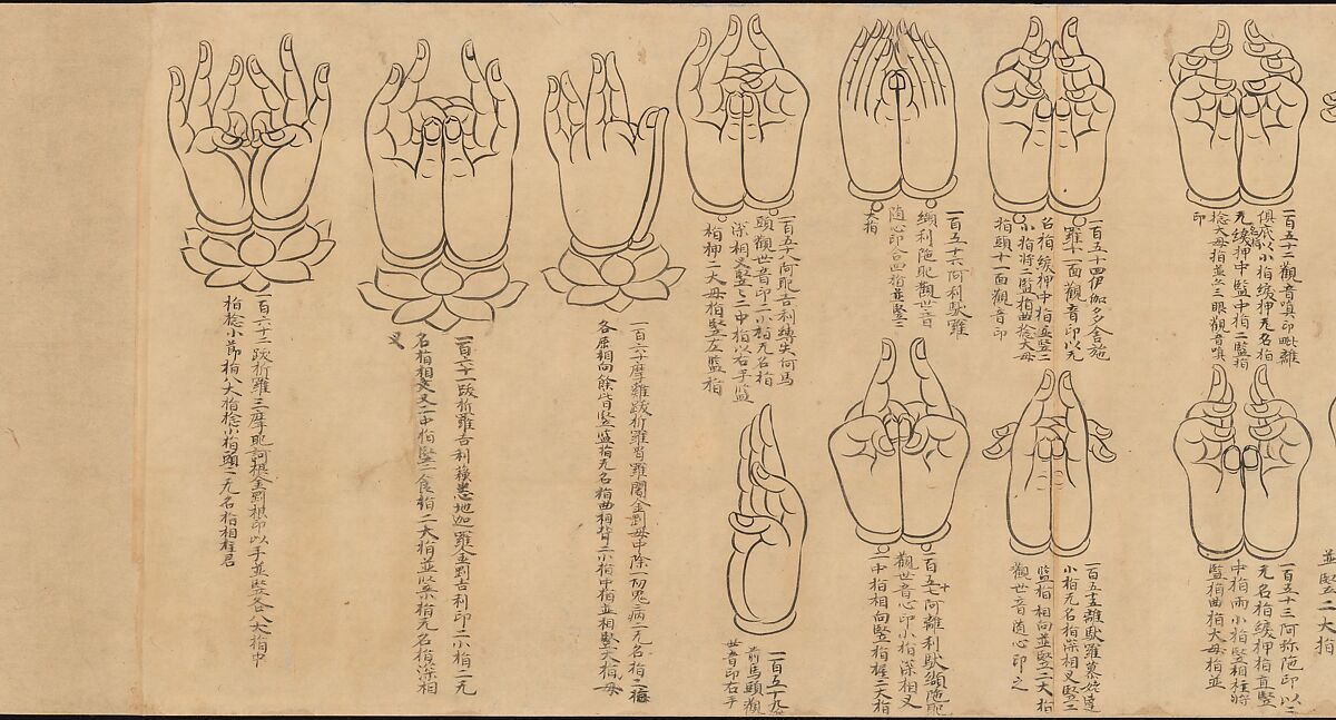 Scroll of Mudras, Handscroll; ink on paper, Japan