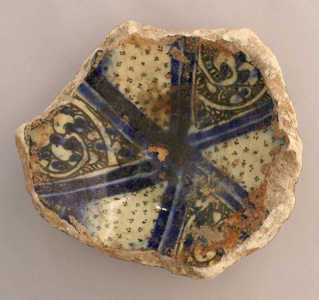 Fragment of a Bowl, Stonepaste; polychrome painted under transparent glaze 