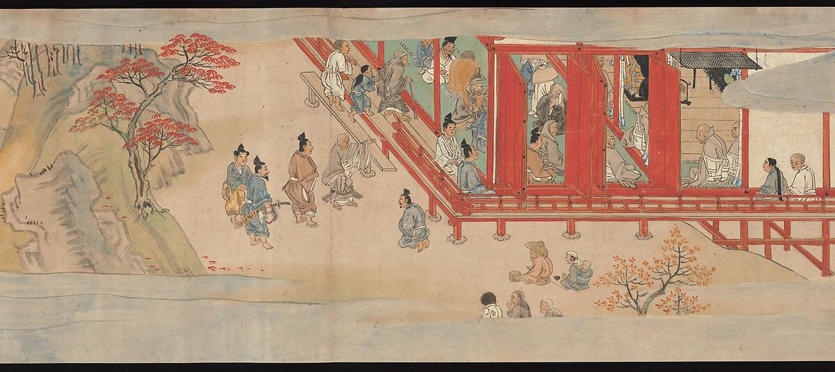 Scene from The Illustrated Legends of Jin’ōji Temple (Jin’ōji engi emaki), Section of a handscroll; ink and color on paper, Japan