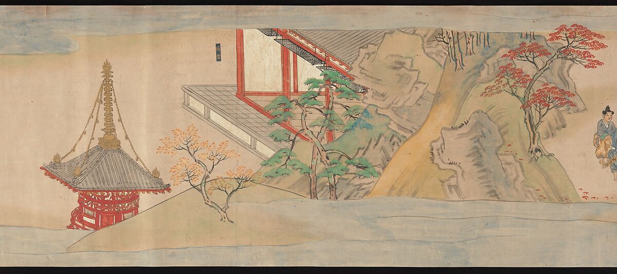 Scene from The Illustrated Legends of Jin’ōji Temple (Jin’ōji engi emaki), Section of a handscroll; ink and color on paper, Japan
