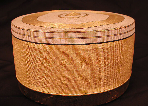 Crown, Vegetable fiber and gold thread or wire; woven