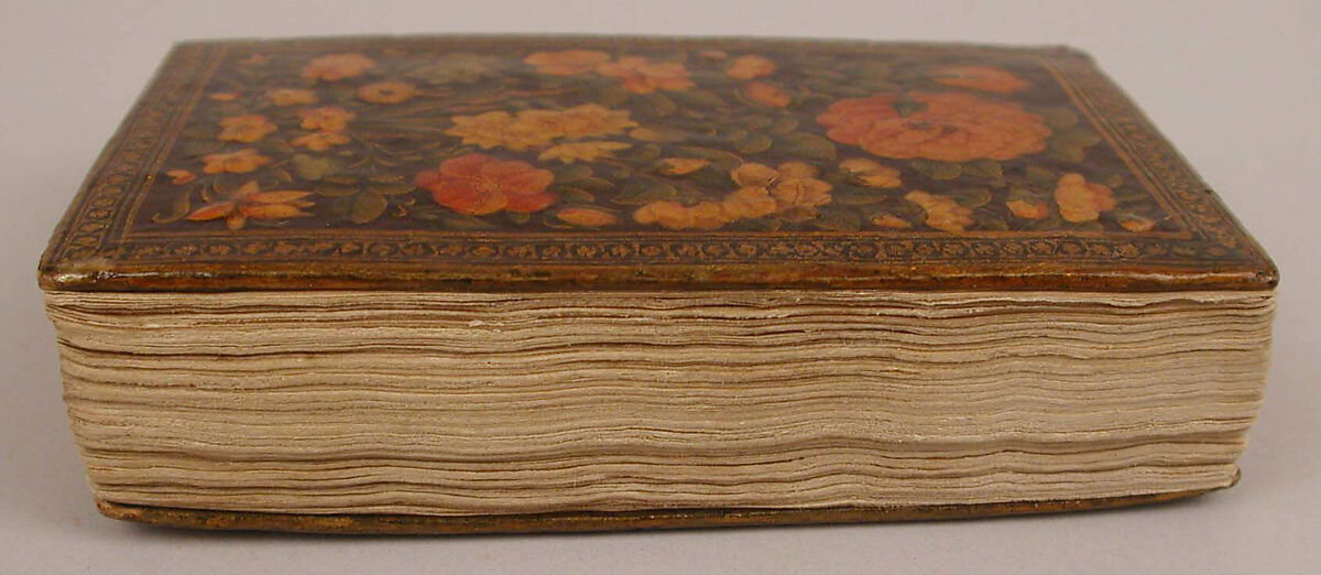 Qur'an Manuscript with Lacquer Binding, Manuscript: Ink, opaque watercolor, and gold on paper
Binding: pasteboard; painted and lacquered