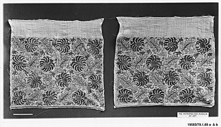 Towel End, Silk, metal thread; embroidered