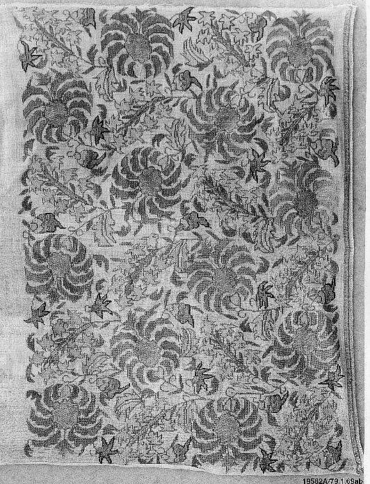 Towel End, Silk, metal thread; embroidered