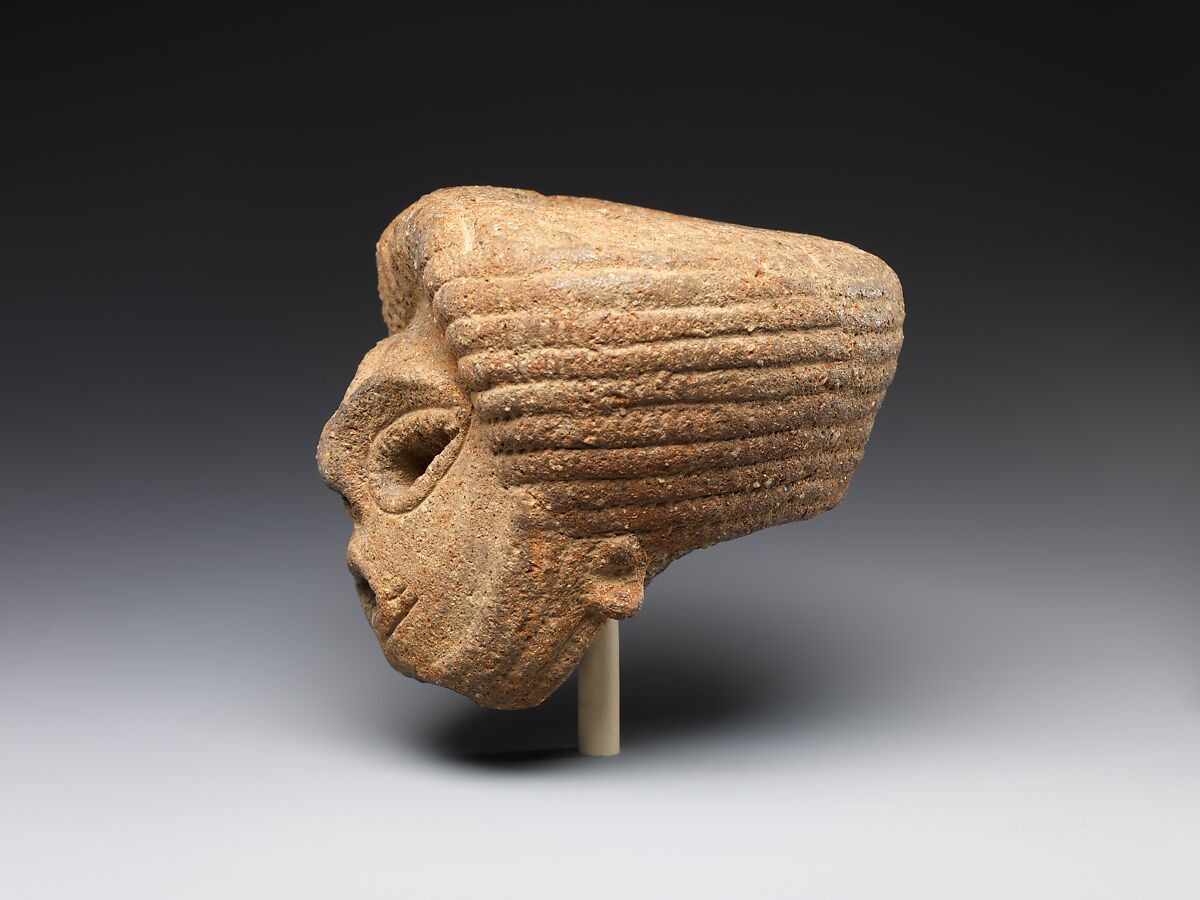 Head of a Clay Figure (Dogū), Earthenware with incised decoration, Japan