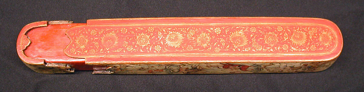 Pen Box (Qalamdan) Depicting Shah Isma'il in a Battle against the Uzbeks, Papier-maché; painted and lacquered