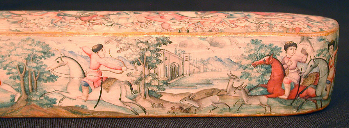 Pen Box (Qalamdan) Depicting Shah Isma'il in a Battle against the Uzbeks, Papier-maché; painted and lacquered