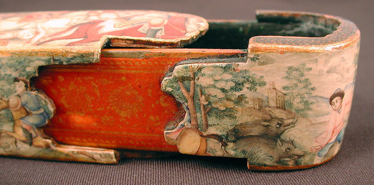 Pen Box (Qalamdan) Depicting Shah Isma'il in a Battle against the Uzbeks, Papier-maché; painted and lacquered