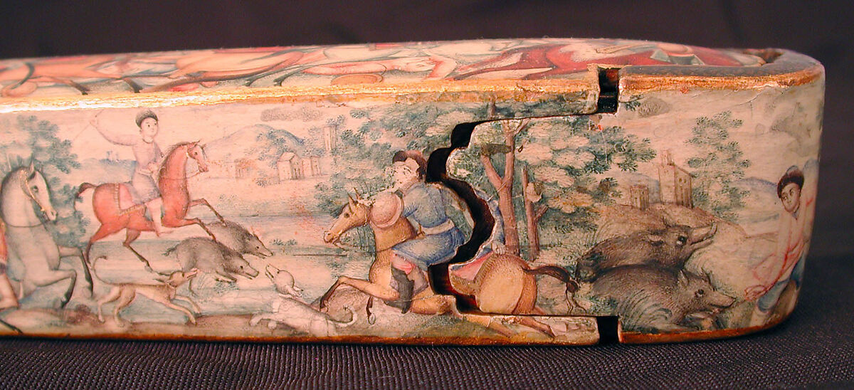 Pen Box (Qalamdan) Depicting Shah Isma'il in a Battle against the Uzbeks, Papier-maché; painted and lacquered