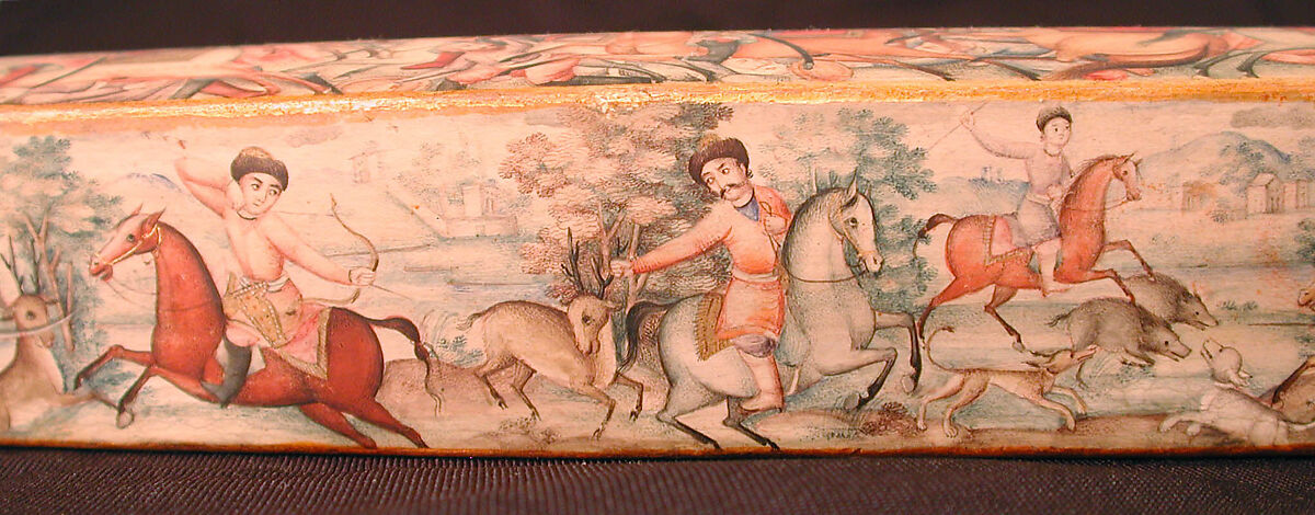 Pen Box (Qalamdan) Depicting Shah Isma'il in a Battle against the Uzbeks, Papier-maché; painted and lacquered