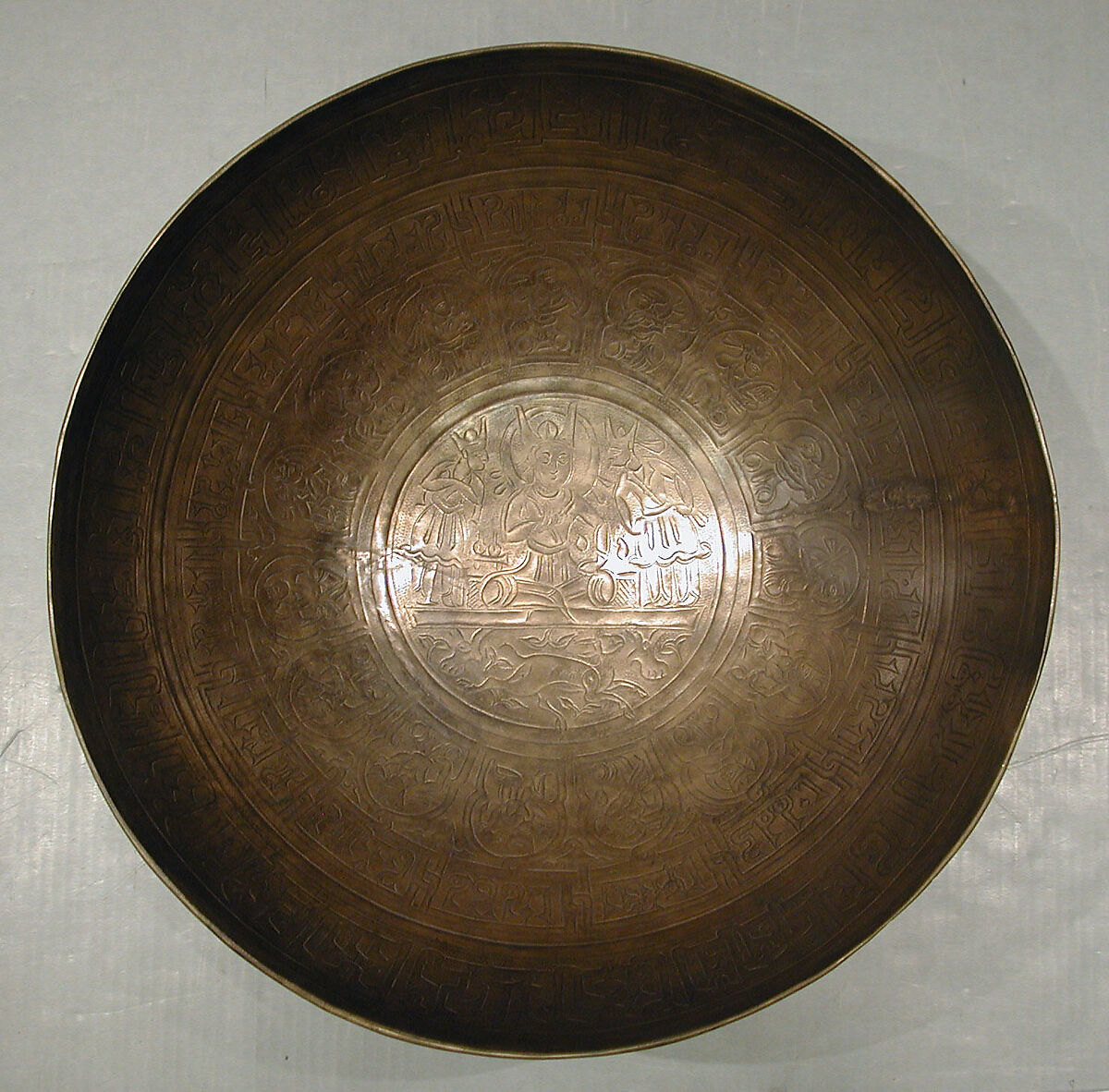 High-Tin Bronze Bowl, Abu Nasr al-Naqqash, High-tin bronze; cast, chased, punched, engraved