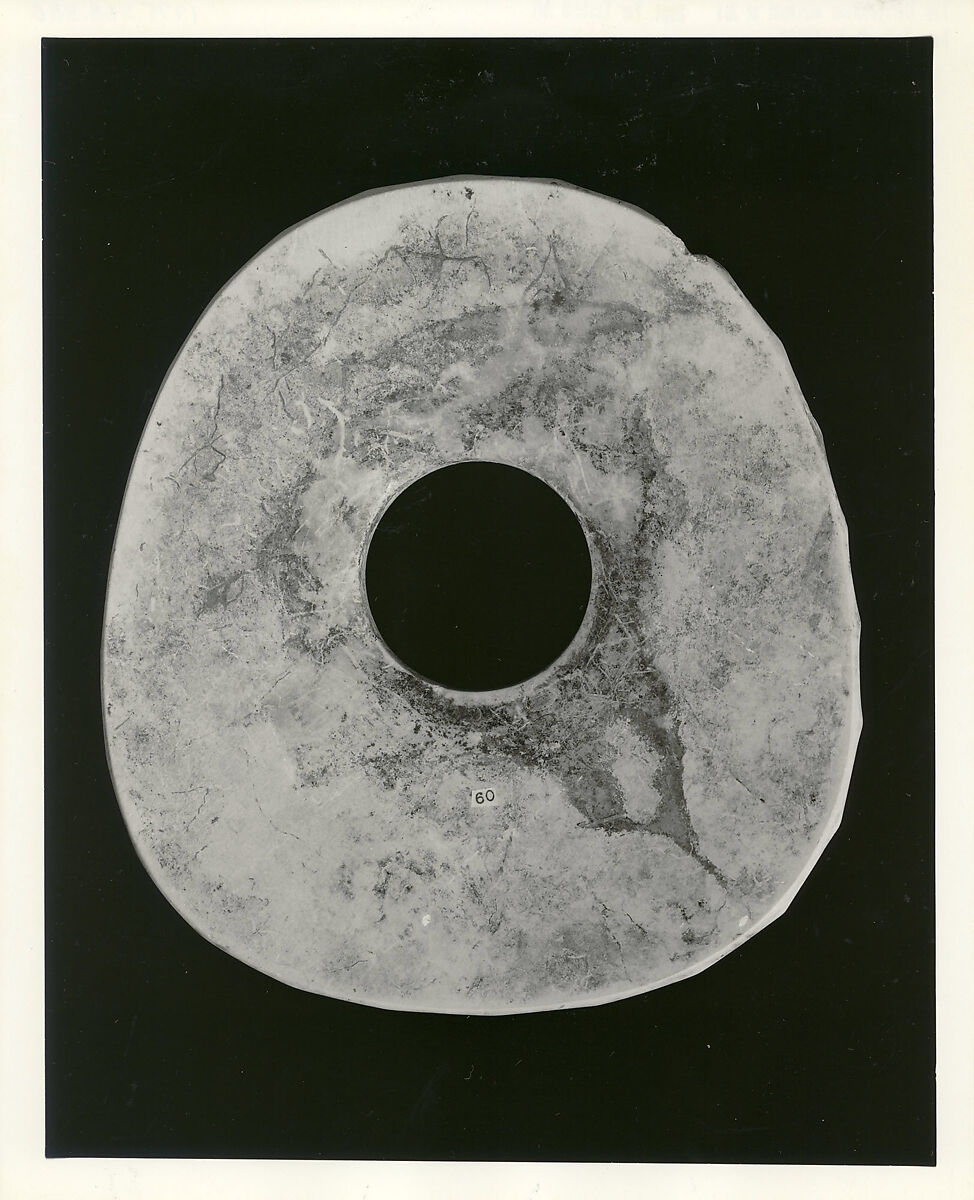 Carriage-wheel stone bracelet (sharinseki), Carved green tuff, Japan