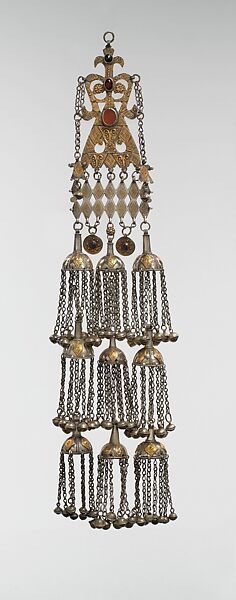 Temple Pendant, Silver, glass, carnelian 