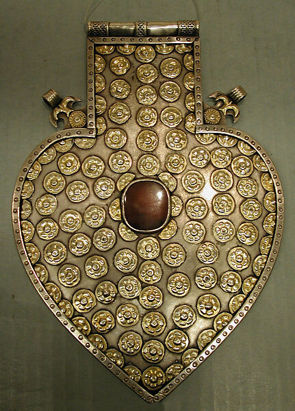 Cordiform Pendant, Silver, carnelian