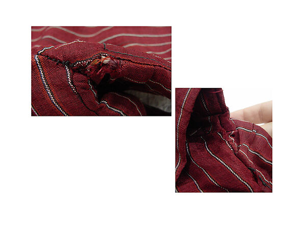 Coat, Silk; decorated with circular discs and lozenge-shaped clasps, edging, and floral Russian printed cotton and synthetic fabric lining