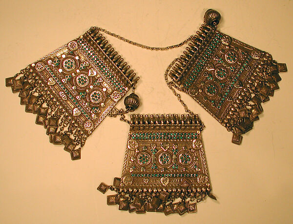 Tripartite Pectoral Ornament, Silver, turquoise