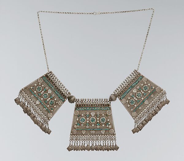 Tripartite Pectoral Ornament, Silver, turquoise 