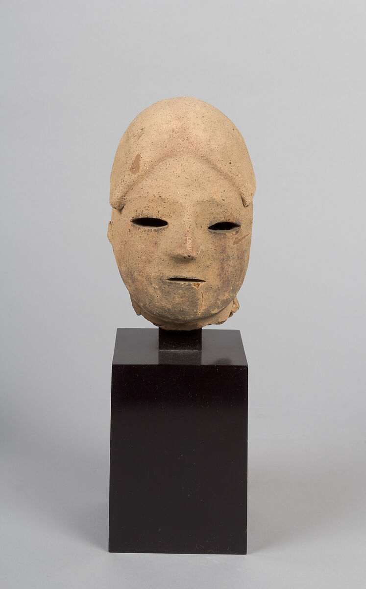 Head of a Male Haniwa Figure, Earthenware, Japan 